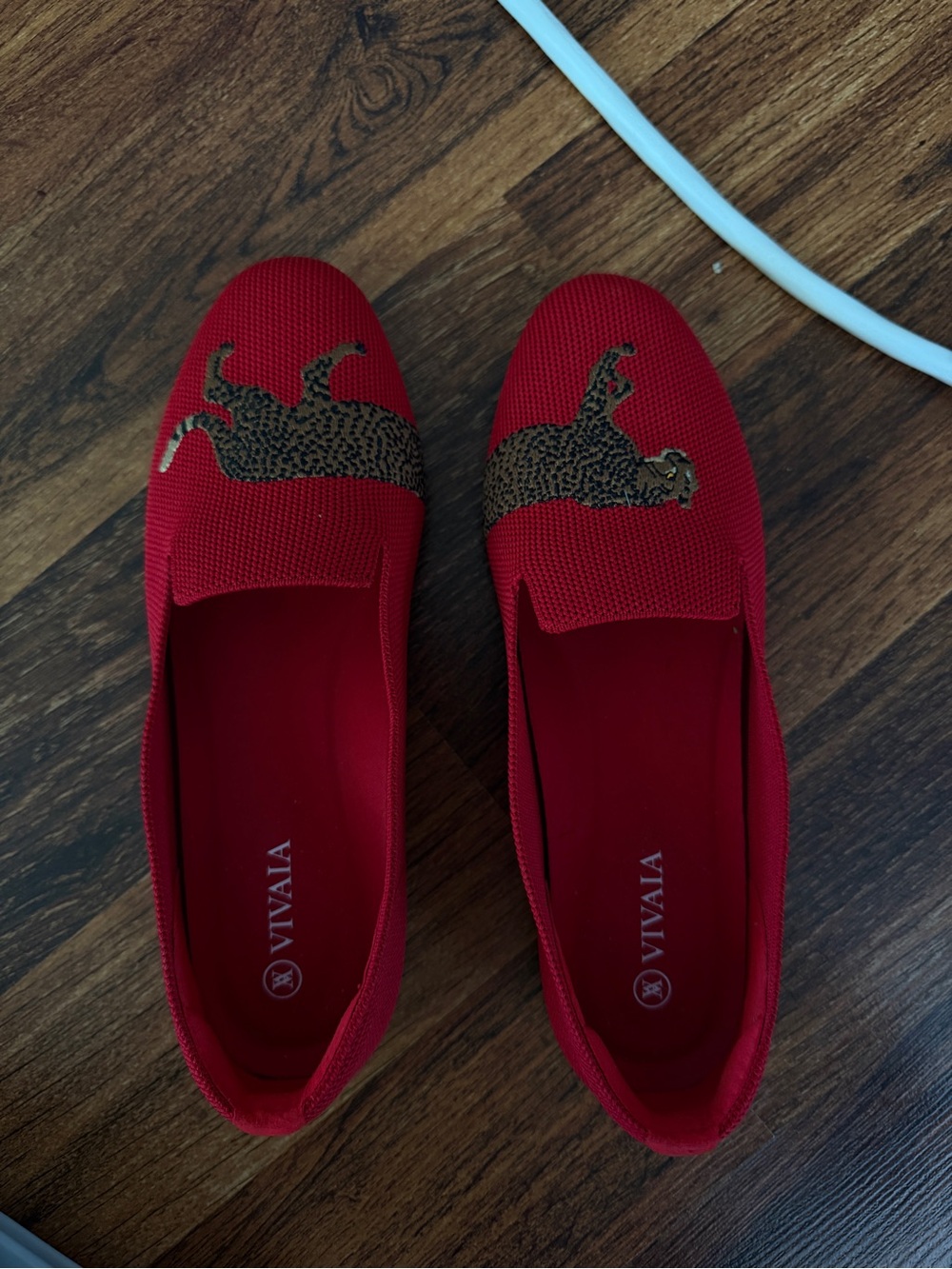Red Vivaia Leopard Print Loafers